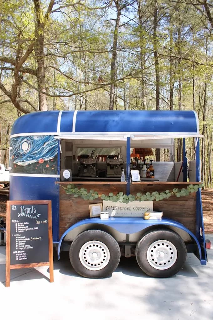 Cornerstone Coffee's mobile coffee trailer parked for an outdoor event in Georgia